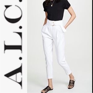 A.L.C. Diego High Belted Waist Crop Pants In Gesso White Pleated size 8 NWT